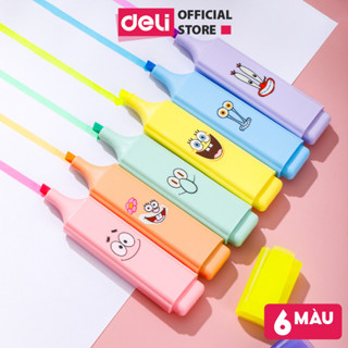 Set 6 Chiếc Bút Highlight 6 Màu Bút Nhớ Dòng Cute Đánh Dấu Dạ Quang Take Note Ghi Chú Deli-Bảng Màu Pastel Macaron-EU375