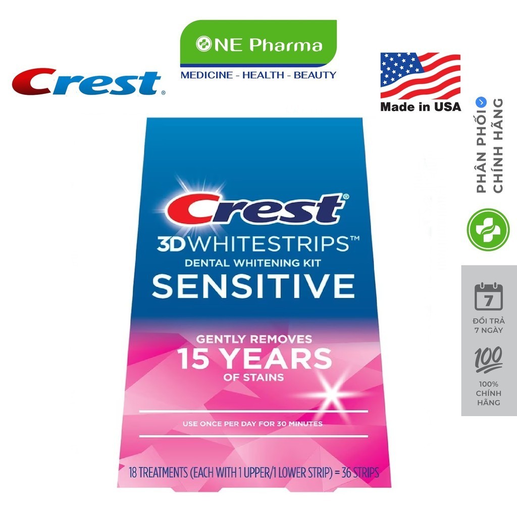 Miếng dán trắng răng, nhạy cảm Crest 3D Sensitive