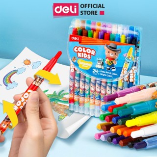 [HỌA CỤ DELI] Bút Sáp Vặn Gấu Con Deli - 12/24 Màu Sáp Tươi Sáng Lên Màu Chuẩn An Toàn Cho Trẻ Nhỏ Học Sinh Tô Vẽ Tranh