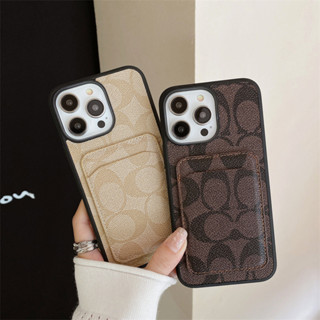  Vỏ Thương Hiệu Sang Trọng Da Chất Lượng Cao Túi Kẹp Thẻ Ốp lưng Cho iPhone 15 11 12 13 14 Pro Max X XS Max XR 15 14 Plus Vỏ Thời Trang Chống Sốc Bảo Vệ Mặt Sau 