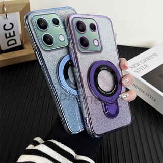 Ốp khung sang trọng Xiaomi POCO M6 PRO Vỏ điện thoại di động mạ điện Bao gồm tất cả cạnh Vỏ mềm chống rơi với giá đỡ từ tính bằng kim loại tròn