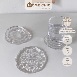 Lót nến lót ly phụ kiện chụp ảnh đĩa thuỷ tinh đựng trang sức thuỷ tinh | HOME CHIC CORNER