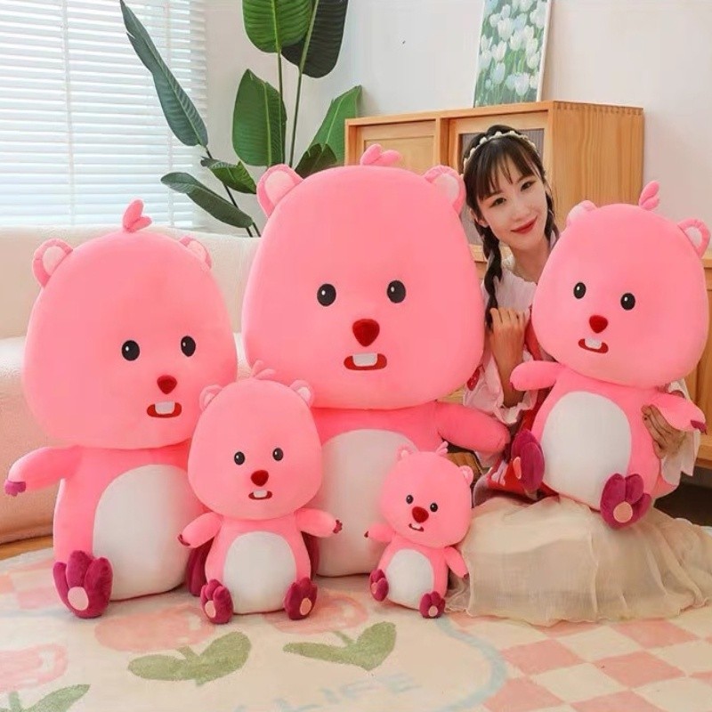 gấu bông loopy to loopy gấu bông Influencer Beaver Doll Hồng Ruby Gối Quà Tặng Sinh Nhật Trẻ Em Búp 