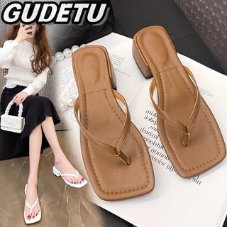 Bonnie Cathy Dép xỏ ngón nữ thời trang mới Dép xỏ ngón mũi vuông đế dày Dép xỏ ngón đi biển chống trượt