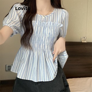 Lovito Áo kiểu sọc thường ngày cho nữ LNE46238
