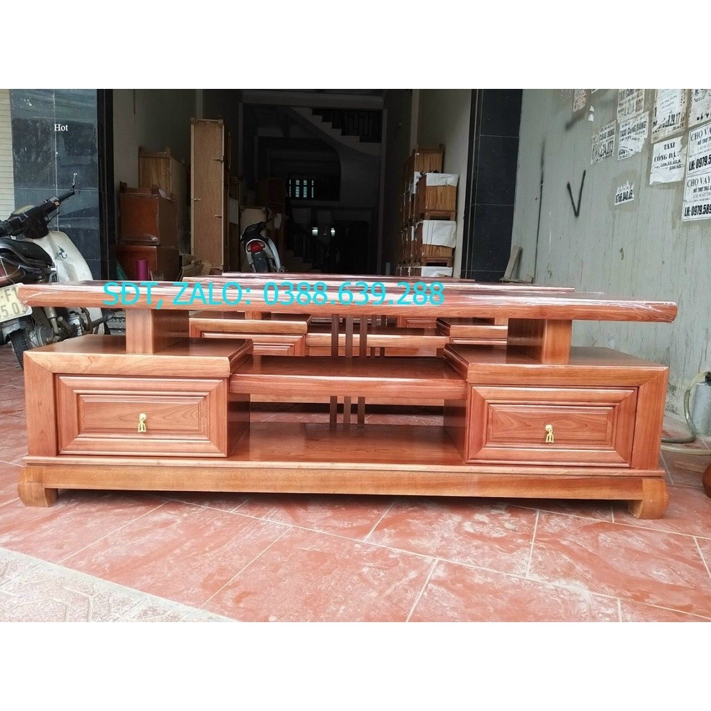 Kệ tivi gỗ xoan đào 1.2m - 2.4m