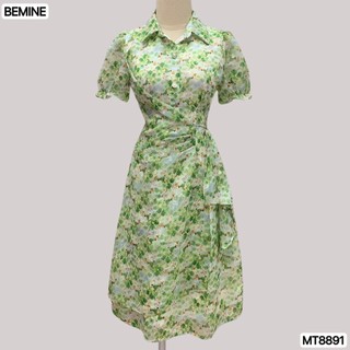 Đầm thiết kế hoa nhí xếp ly eo tay phồng BEMINE MT8891