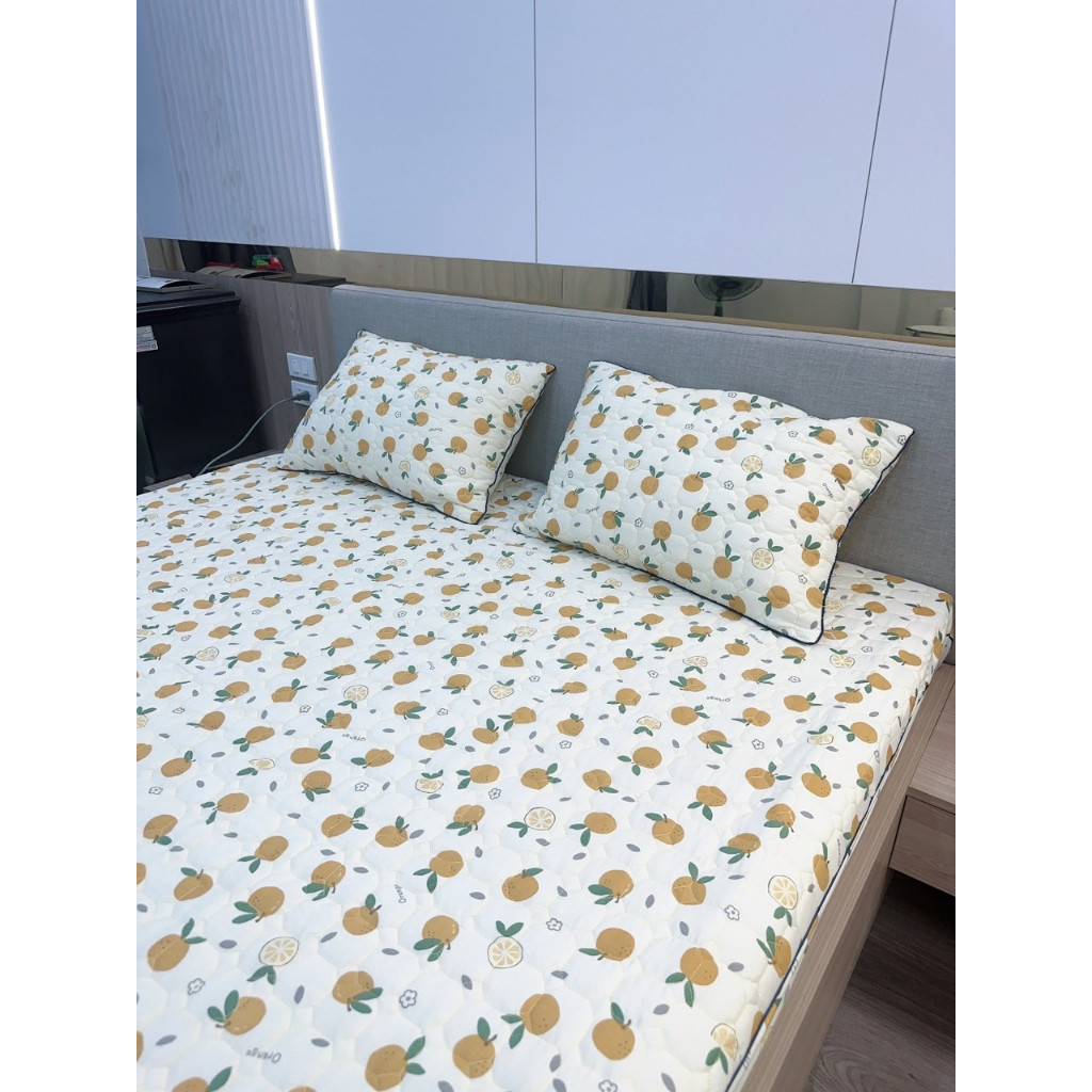 Bộ ga gối 3 Món Cotton đũi dệt bông xơ đậu lành ga gối trần bông đũi cotton sơ đậu nành và 2 vỏ gối 