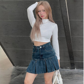 (Ảnh thật) Chân váy jean xếp ly có lót trong Spring 
 Chanvayxeply9816/P13K19