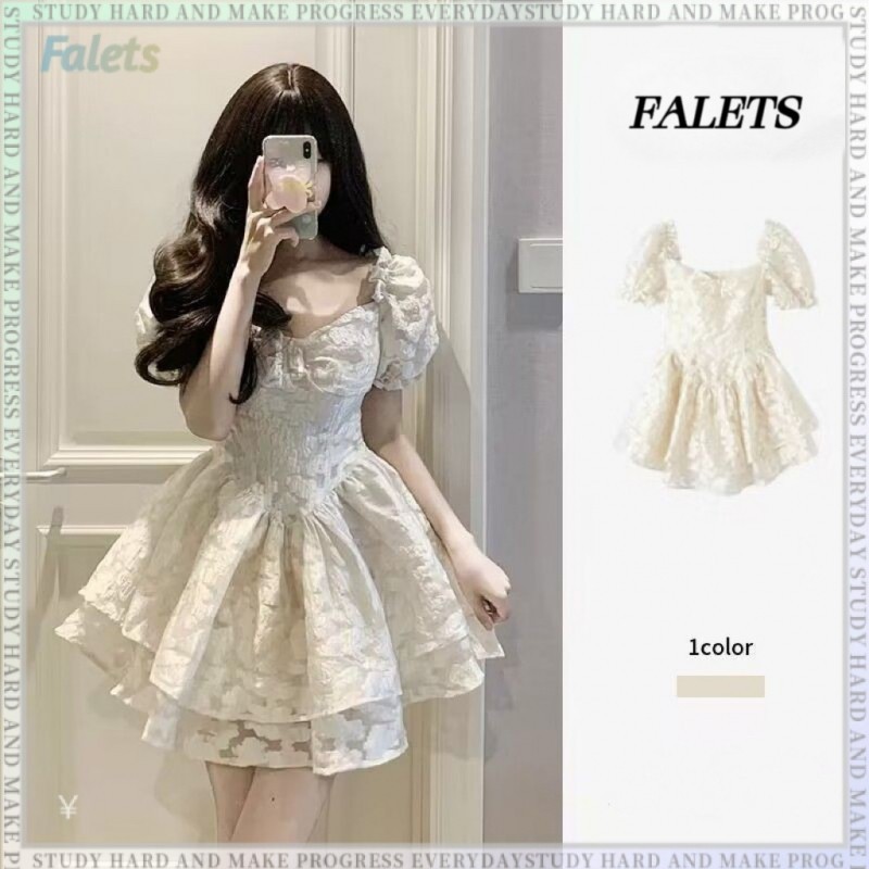 Váy cottagecore Đầm dự tiệc Đầm babydoll Hè Phong Cách Mới Váy Búp Bê Tay Phồng Công Chúa Váy Bánh Phồng