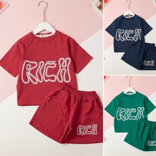 Bộ thun cotton LITIBABY ngắn tay in chữ RICK cho bạn 19kg - 55kg