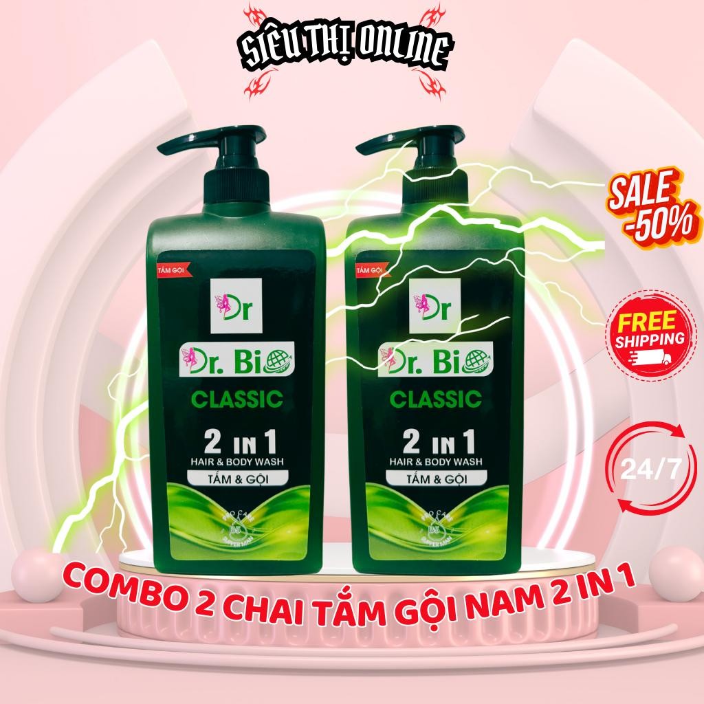 (COMBO 2)Tắm gội nam DR.BIO  hương ROMANO 2 IN 1 cổ điển lịch lãm Dưỡng Thể . @.