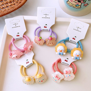 Set 2 dây cột tóc thun gắn charm hoạt hình trơn bóng dễ thương CT37