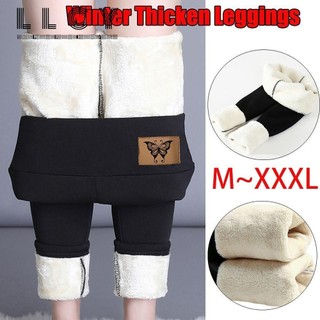 Llcy quần legging bằng lông cừu lót lông cừu mềm mịn lưng cao linh hoạt cho nữ