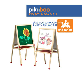 Bảng học chữ nam châm thông minh Pikaboo cho bé, hai mặt từ tính viết phấn và bút lông chất liệu cao cấp an toàn cho bé