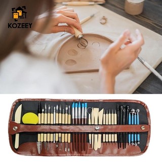 40 Dụng cụ điêu khắc đất sét Vẽ tay cầm bằng gỗ Dụng cụ đất sét