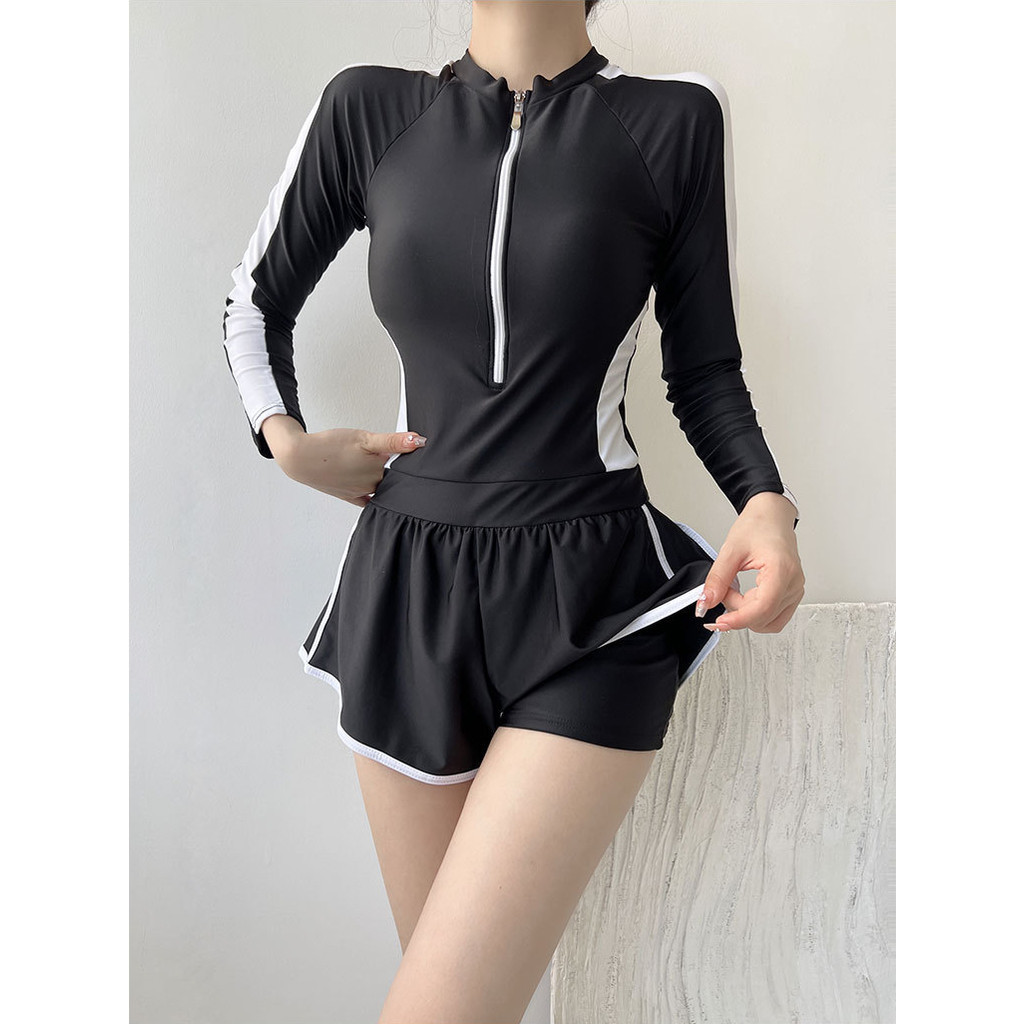 Đồ bơi thể thao chuyên nghiệp Đồ bơi dài tay một mảnh Đồ bơi sinh viên bảo thủ