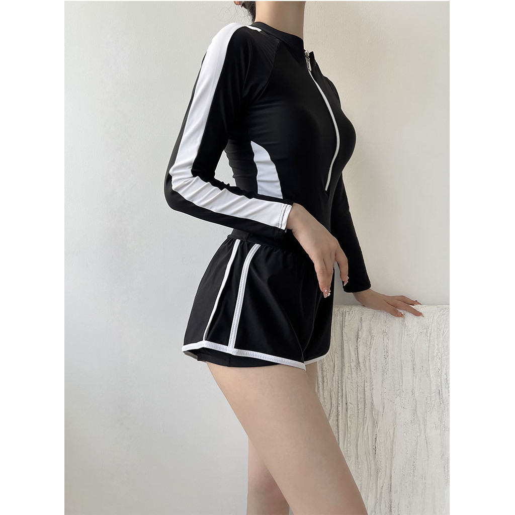 Đồ bơi thể thao chuyên nghiệp Đồ bơi dài tay một mảnh Đồ bơi sinh viên bảo thủ