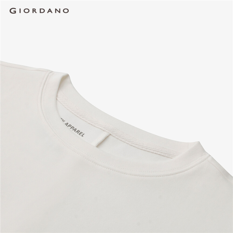 Áo thun GIORDANO 05323803 dài tay thêu cổ tròn co giãn dành cho nữ