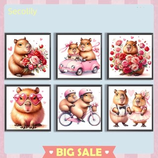 5d diy full round khoan tranh gắn đá capibala capybara kit trang trí nhà cửa