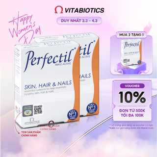 Combo Viên Uống Làm Đẹp Da, Tóc & Móng Vitabiotics PERFECTIL Bổ Sung Biotin Và Vitamin Ngừa Oxy Hóa Hộp 30 Viên