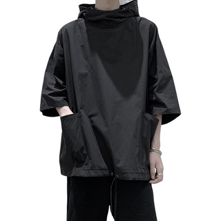 Áo ba phần tư tay áo thông thường dành cho nam màu trơn Áo Hoodie nam sành điệu có túi lớn Áo dạo phố thoáng khí cho mùa hè