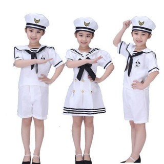 Trẻ em hải quân thủy thủ phù hợp với bé trai và bé gái hợp âm quần áo hiệu suất thủy thủ phong cách hải quân trang phục phù hợp với