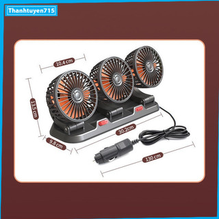Quạt máy đôi mini 12v, 24v xoay 360 tiện ích trên ô tô, xe hơi cao cấp