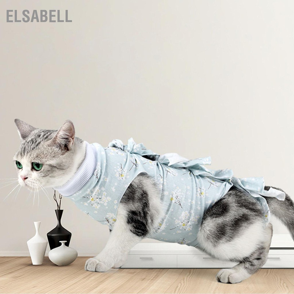 Elsabell Bộ Đồ Phục Hồi Cho Mèo Thiết Kế Dây Đeo Thời Trang Dễ Thương