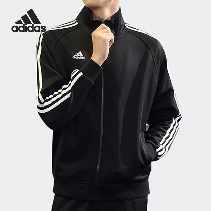 [Sẵn sàng] Áo khoác nữ thêu Logo nam Adidas chính hãng 100% Áo khoác chống gió sọc thông thường dành cho nữ