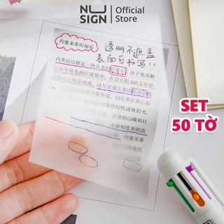  Giấy note ghi chú ghi nhớ 50 tờ Deli trong suốt chống nước keo dính chắc chắn cho học sinh văn phòng