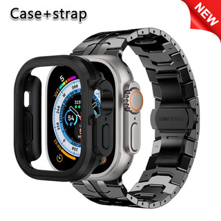 Vỏ kim loại + dây đeo đồng hồ bằng thép không gỉ thích hợp cho dây đeo đồng hồ iWatch 49mm 45mm 44mm 41mm 40mm Vỏ bảo vệ kim loại phù hợp cho dây đeo đồng hồ iWatch Ultra9 8 7 6 5 4 SE