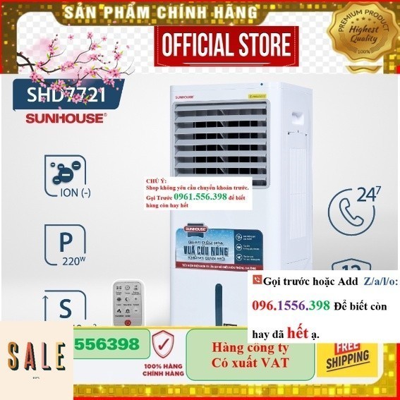 Kho [CHÍNH HÃNG] Quạt Điều Hòa Hơi Nước Sunhouse SHD7721 thanh lý trưng bày- Mới 100%