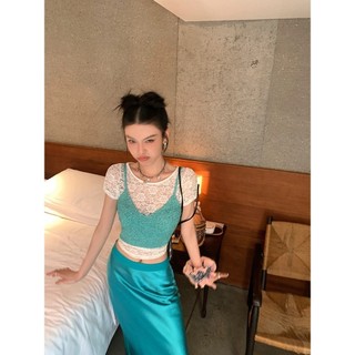 Mùa Hè Retro Tính Khí Đường Phố Hot Girl y2k Slim-fit Ngắn Thời Trang Ren Áo Thun Nữ Tay Ngắn Hàng Đầu