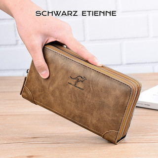 Schwarz ETIENNE Giá đỡ thẻ khóa kéo đôi dung lượng lớn mới dành cho nam, ví dài đa chức năng chống trộm
