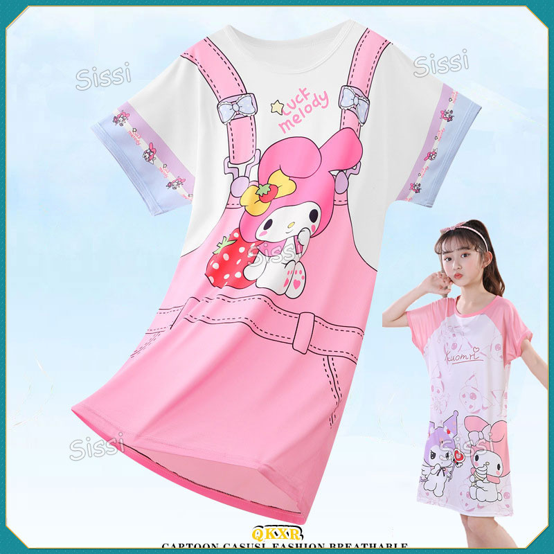 Giai Điệu Dễ Thương Pyjama Bé Gái Cho Trẻ Em Đồ Ngủ Hoạt Hình In Kuromi Cinnamoroll Pyjama Cho Trẻ Em Bé Gái Váy Ngủ Pyjama Đảng Trẻ Em Quần Áo Gia Đình Quần Áo Thường Ngày