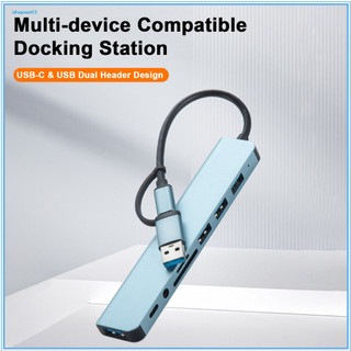Trạm Docking Usb3.0 Plug and Play Docking Station 8 trong 1 Usb-c Laptop Docking Station với đầu đọc thẻ Tf Usb 3.0 tốc độ cao và giắc cắm Aux Hợp kim nhôm Type-c cho Pc