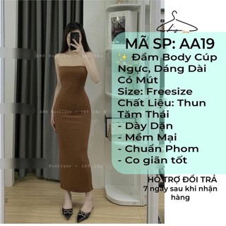Đầm cúp ngực body nữ dáng dài maxi, váy nữ ôm có mút ngực vải co giãn mịn mát sang chảnh