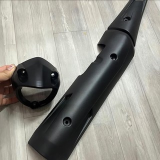 ￼Ốp Che Pô Và Chụp Đích Pô Xe Exciter 150 Ốp pô 1.1 Full đen, Đen bạc