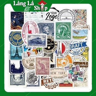 Miếng dán Sticker chủ đề Bộ sưu tập Tem trọn bộ 50 hình - In rõ ràng sắc nét khó tróc