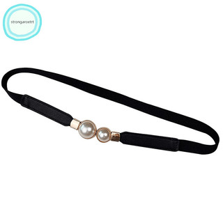 Strongaroetrt thời trang nữ đôi thắt lưng ngọc trai đen đỏ trắng da pu đầm váy eo co giãn thắt lưng mỏng thắt lưng thắt lưng nữ thắt lưng phụ kiện đầm vn