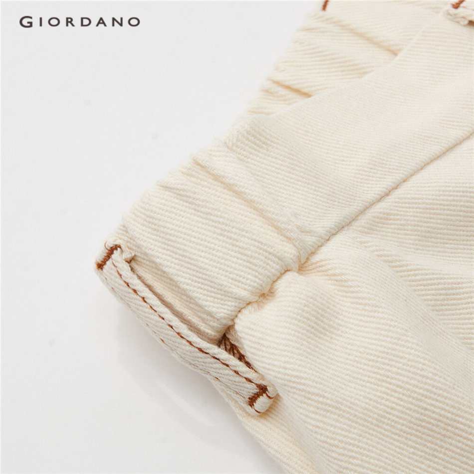 GIORDANO WOMEN Bright line half elastic waist denim shorts 18403203