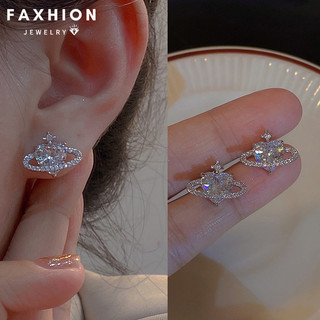 Faxhion Bông Tai Trái Tim Sang Trọng Cho Nữ Xuyên Zircon Trái Tim Bạc Bông Tai Phụ Kiện Trang Sức