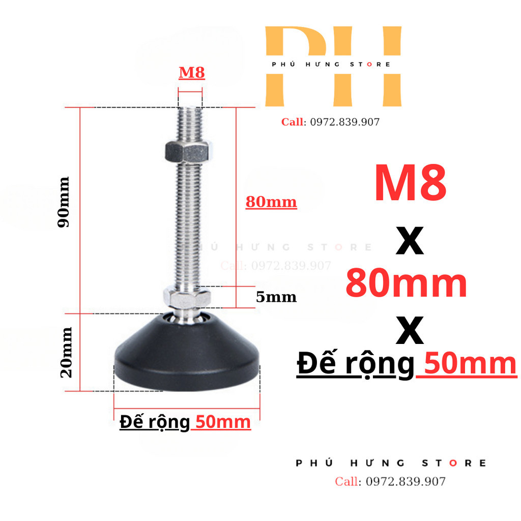 Chân tăng chỉnh tự cân bằng Thép cacbon Mạ Niken M8 M10 M12.