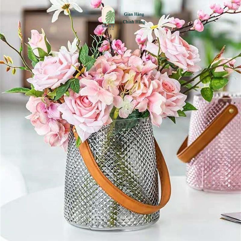 Bình Hoa Thủy Tinh túi xách Sang Trọng Hiện Đại Đơn Giản Mint Decor Trang Trí Nhà Phòng Khách