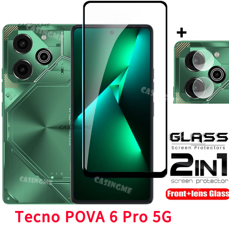 Tecno Pova 6 Pro 5G 2024 2in1 Phim bảo vệ màn hình Bảo vệ màn hình điện thoại trong suốt cho Tecno Pova6Pro 6Pro Pova 6 5 Pro Pova6Pro 5G 4G Kính cường lực Ống kính máy ảnh