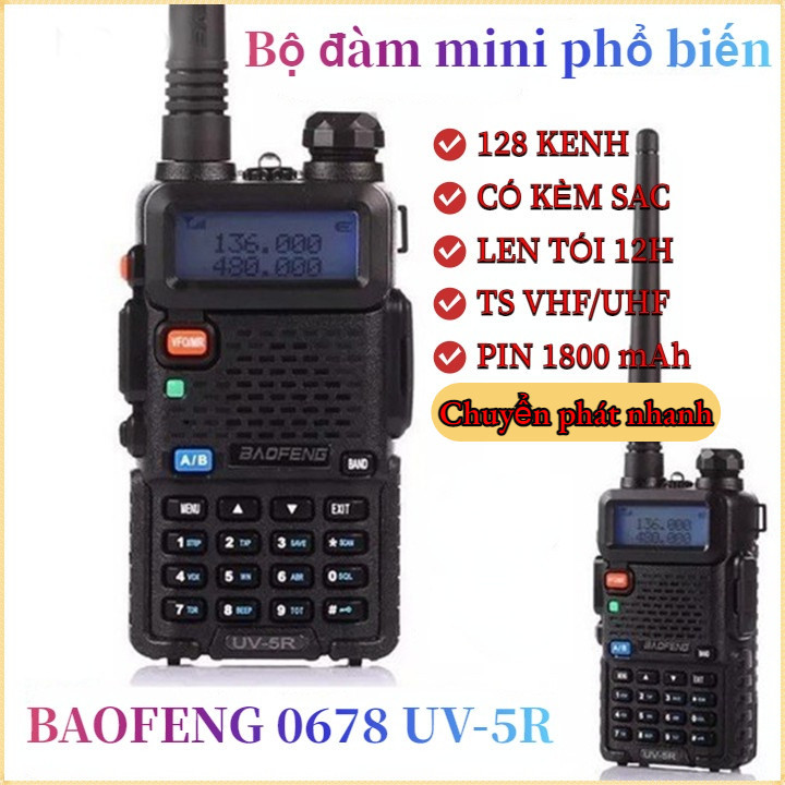 Máy bộ đàm mini Baofeng 0678 UV-5R với màn hình LCD băng tần kép và màn hình LCD UHF chất lượng cao