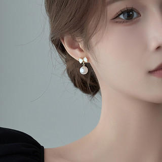 Đẹp nguyên chất trắng tòn ten ngọc trai bạc bông tai mũ tai phụ kiện tai