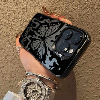 Ốp hình bướm thẩm mỹ chống sốc dễ thương Tương thích cho IPhone 14 15 13 12 11 Pro Max XS X XR Plus Vỏ điện thoại cứng Vỏ nút kim loại