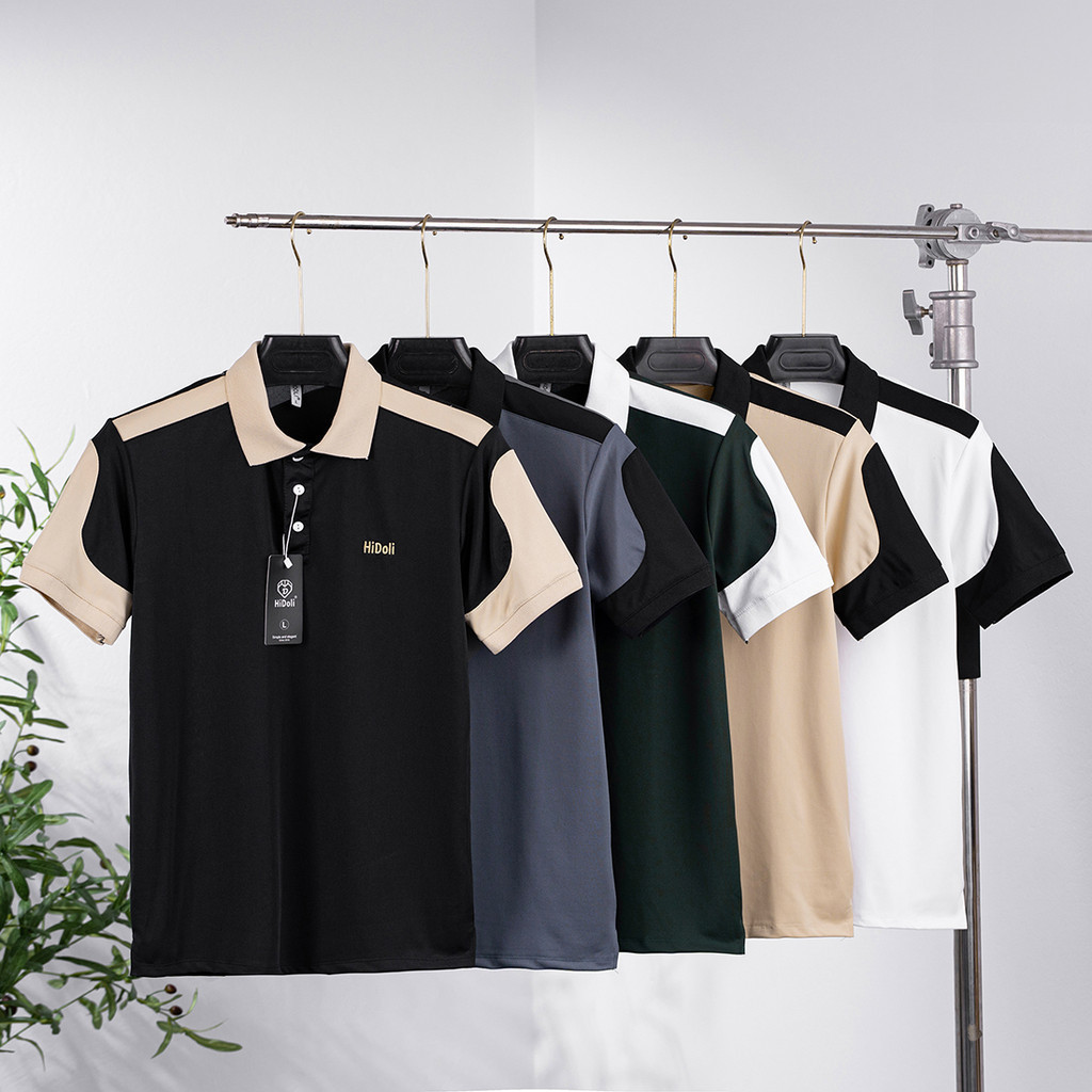 Áo thun polo nam cao cấp phối màu vai siêu đẹp co dãn 4 chiều dày dặn